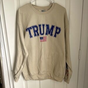 Beige Sweatshirt with Blue 'TRUMP' Print